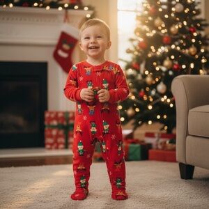 Macy’s Family Pj’s footed Christmas pajamas size 24 month